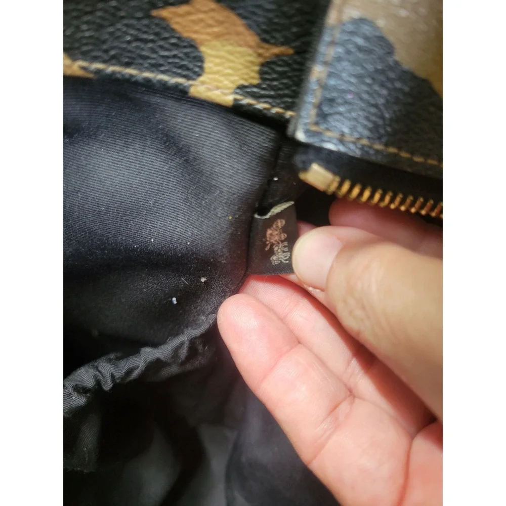 Coach Leopard Print Tote‎ Bag Black Leather Straps purse